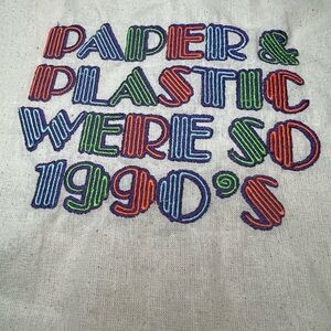 Colorful Embroidered Text Tote Bag